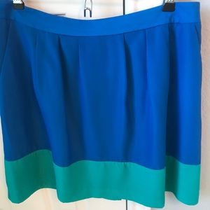 J. Crew blue and teal block skirt